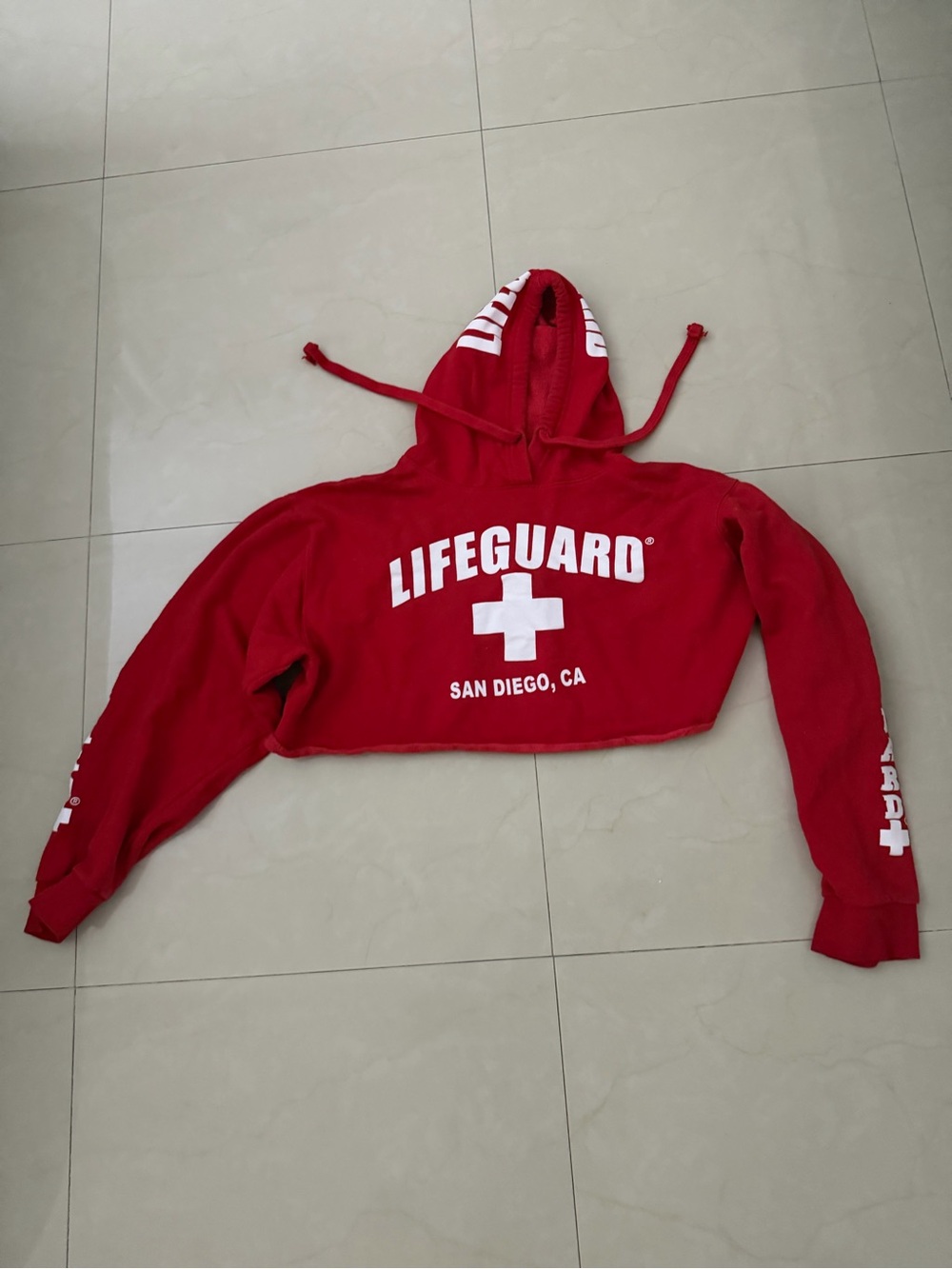Lifeguard Red Cropped Hoodie
